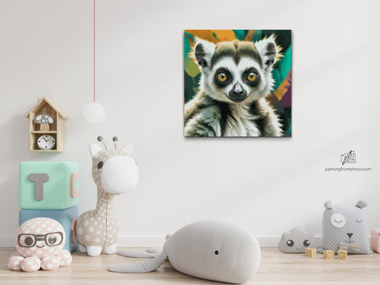 Diamond Painting - Lemur i nuancer af afdæmpet grøn