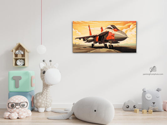 Diamond Painting - Rødt jagerfly