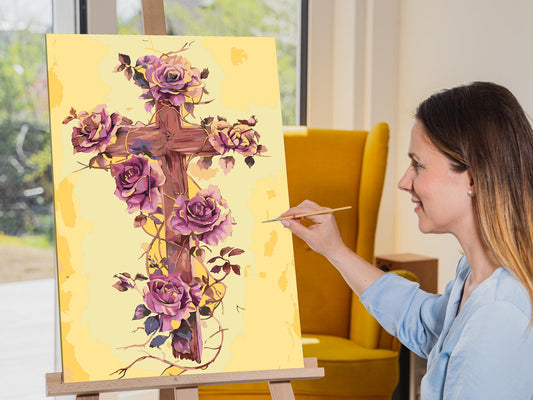 Paint by Numbers - Kors med blomster
