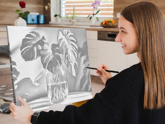Mal-med-prikker - Monstera i en vase