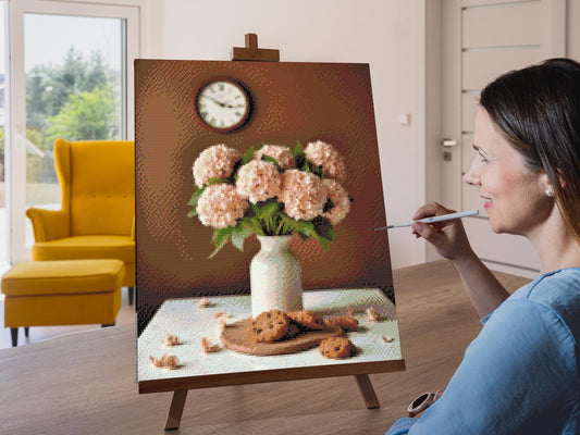 Diamond Painting - Vintage lyserøde hortensiaer