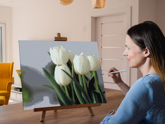 Diamond Painting - Hvide tulipaner