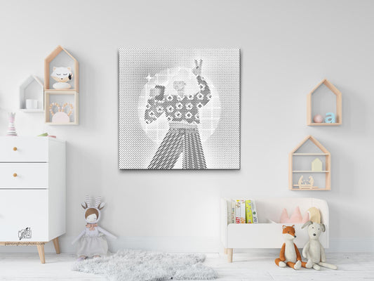 Mal-med-prikker - Illustration - Blond kvinde