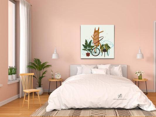 Diamond Painting - Illustration - Ræv på en ethjulet cykel
