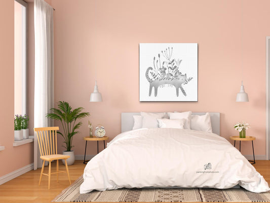 Mal-med-prikker - Illustration - Grå kat