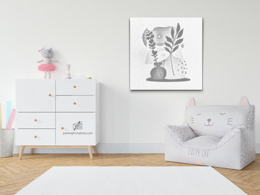 Mal-med-prikker - Illustration - Blomster i en vase