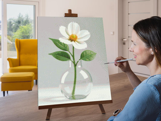 Diamond Painting - Minimalistisk hvid blomst