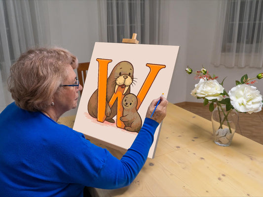Paint by Numbers - Bogstavet W – Med et dyr