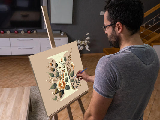Paint by Numbers - Bogstav I - Blomstermønster