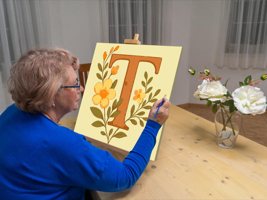 Paint by Numbers - Bogstav T - Blomstermønster