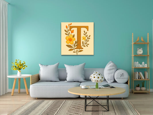 Diamond Painting - Bogstav T - Blomstermønster
