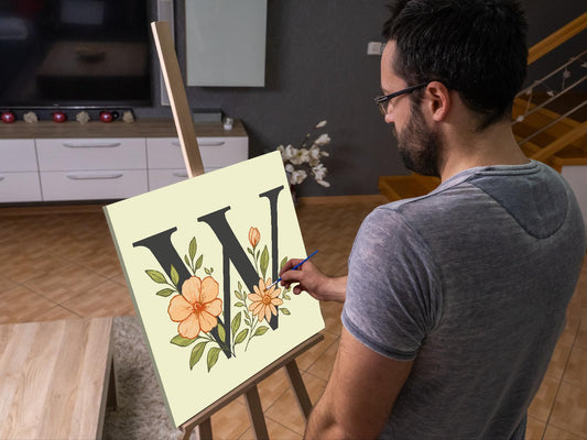 Paint by Numbers - Bogstav W - Blomstermønster