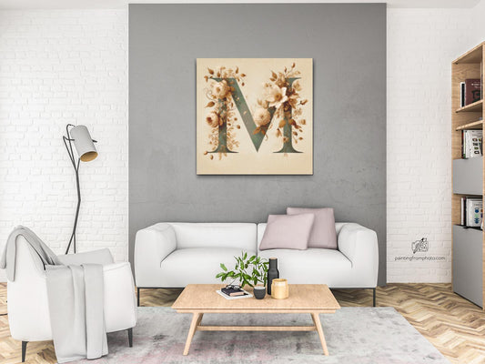 Diamond Painting - Bogstav M - Blomstermønster