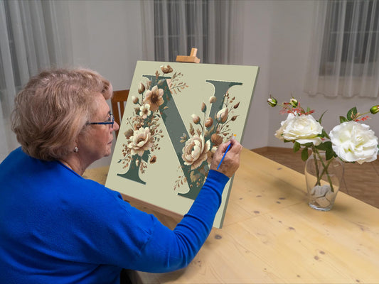 Paint by Numbers - Bogstav N - Blomstermønster