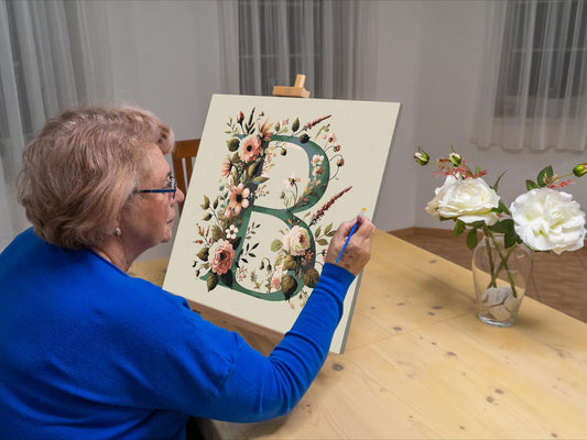 Paint by Numbers - Bogstav B - Blomstermønster