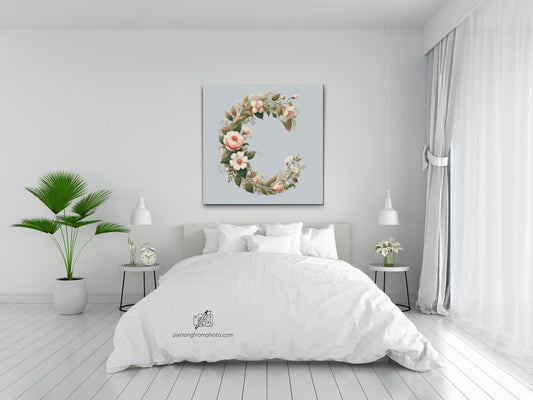Diamond Painting - Bogstav C - Blomstermønster