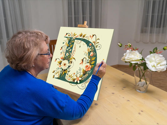 Paint by Numbers - Bogstav D - Blomstermønster
