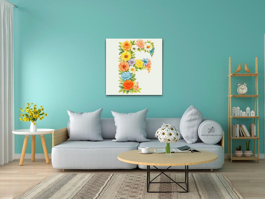 Diamond Painting - Bogstav F - Blomstermønster