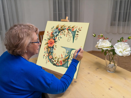 Paint by Numbers - Bogstav G - Blomstermønster