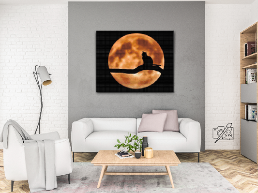 Diamond Painting - Kat ved fuldmåne