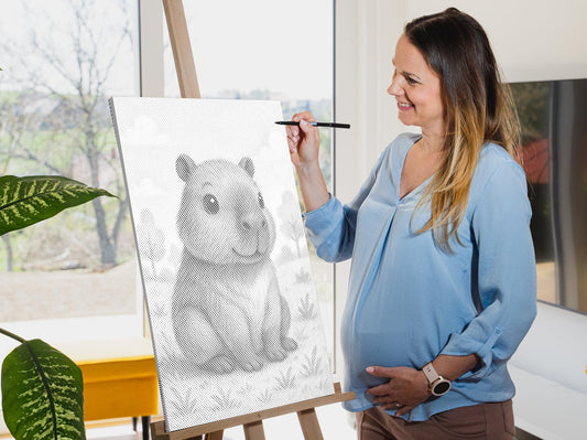 Mal-med-prikker - Capybara på engen