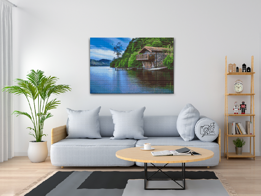 Diamond Painting - Hytte ved søen