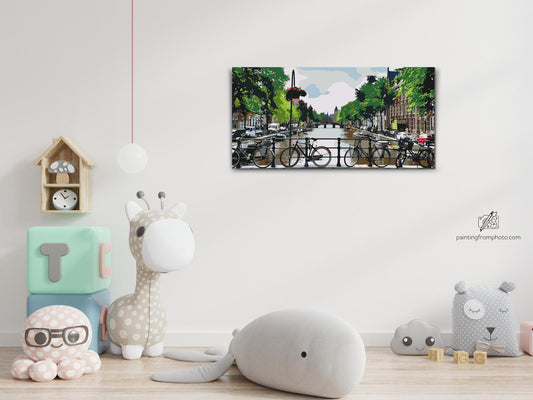 Paint by Numbers - Udsigt fra broen ved Amsterdam - Holland