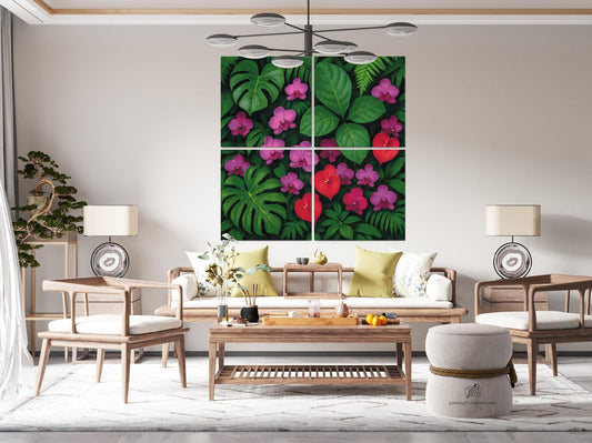 Diamond Painting - Indeplantekomposition (sæt af 4 lærreder)