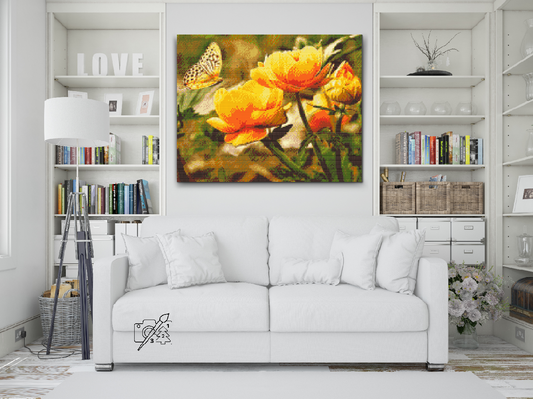 Diamond Painting - Sommerfugl med blomster