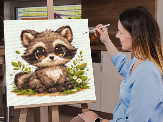 Diamond Painting - Vaskebjørn med Store Øjne