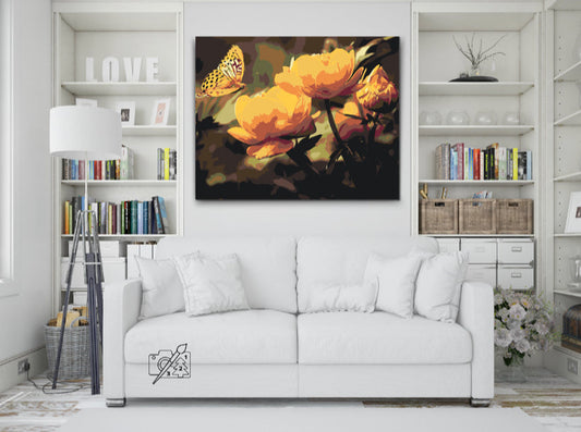 Paint by Numbers - Sommerfugl med blomster