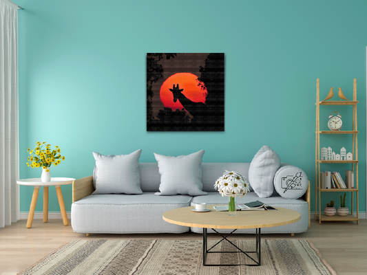 Diamond Painting - Giraf og Rød Måne