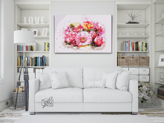 Paint by Numbers - Buket lyserøde blomster