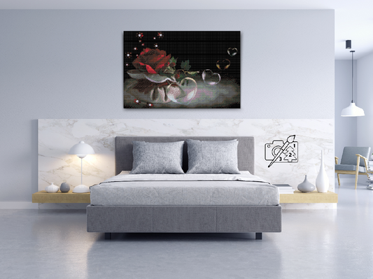 Diamond Painting - Hjertebobler og Rose