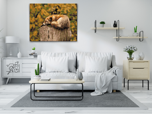 Diamond Painting - Ræv hviler på en træstamme