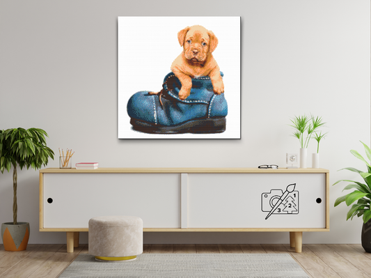 Diamond Painting - Hvalp i sko