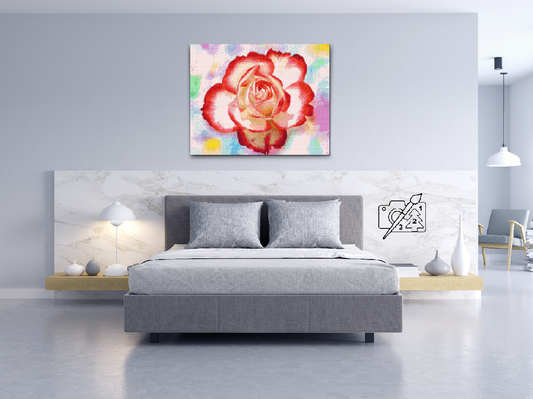 Diamond Painting - Rose på en farverig baggrund