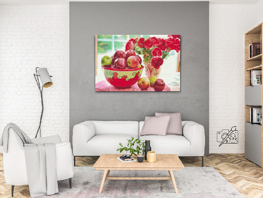 Diamond Painting - Æbler og blomster