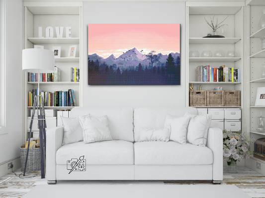 Diamond Painting - Bjerge ved solnedgang
