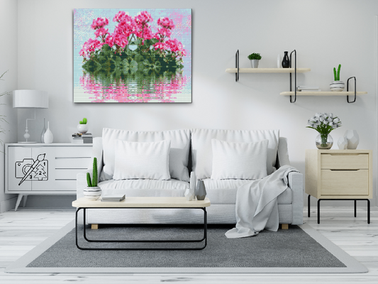 Diamond Painting - Pelargonier på vandet