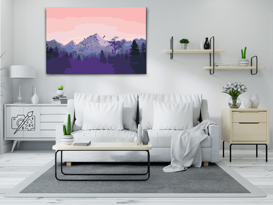 Paint by Numbers - Bjerge ved solnedgang