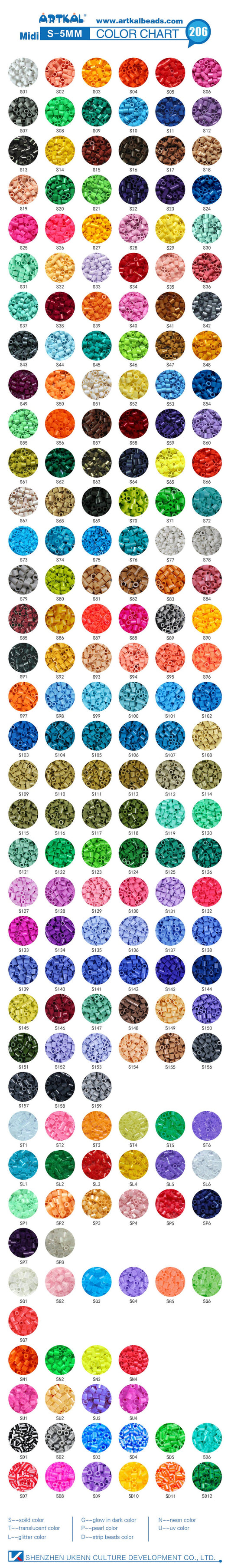 Perleplader farvekoder til pakke med perler