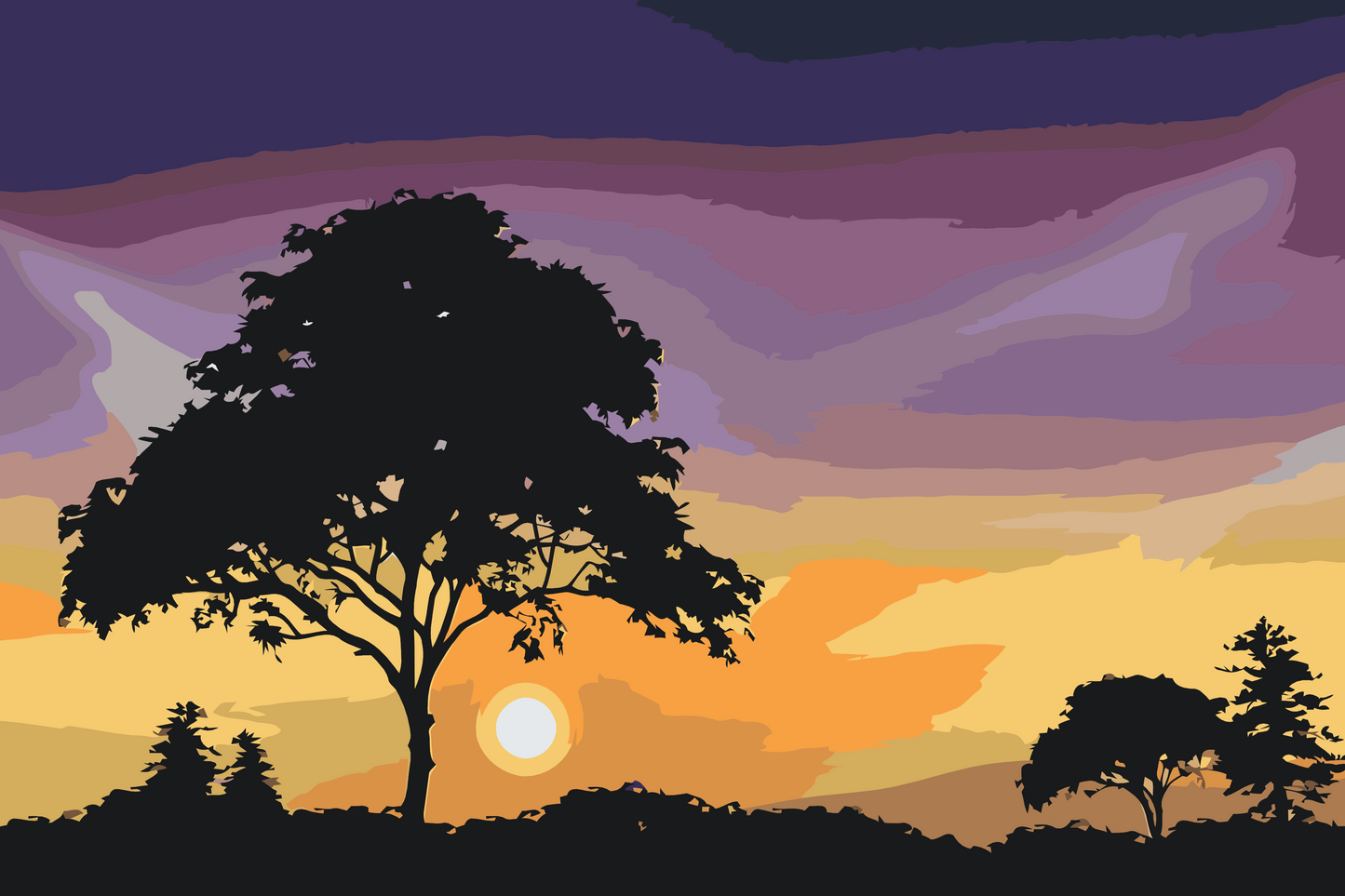Paint by Numbers - Natur ved solnedgang