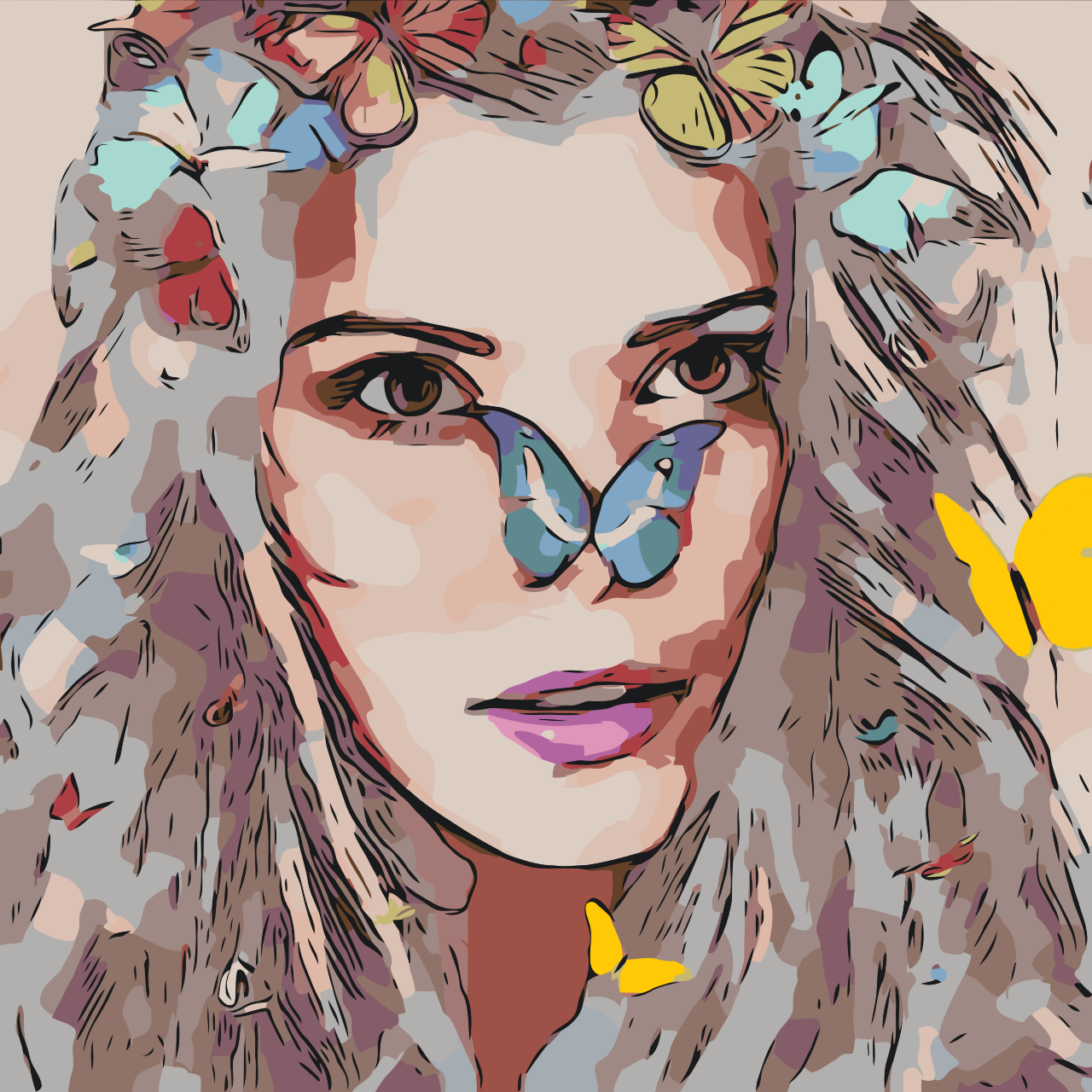 Paint by Numbers - Pige med sommerfuglene