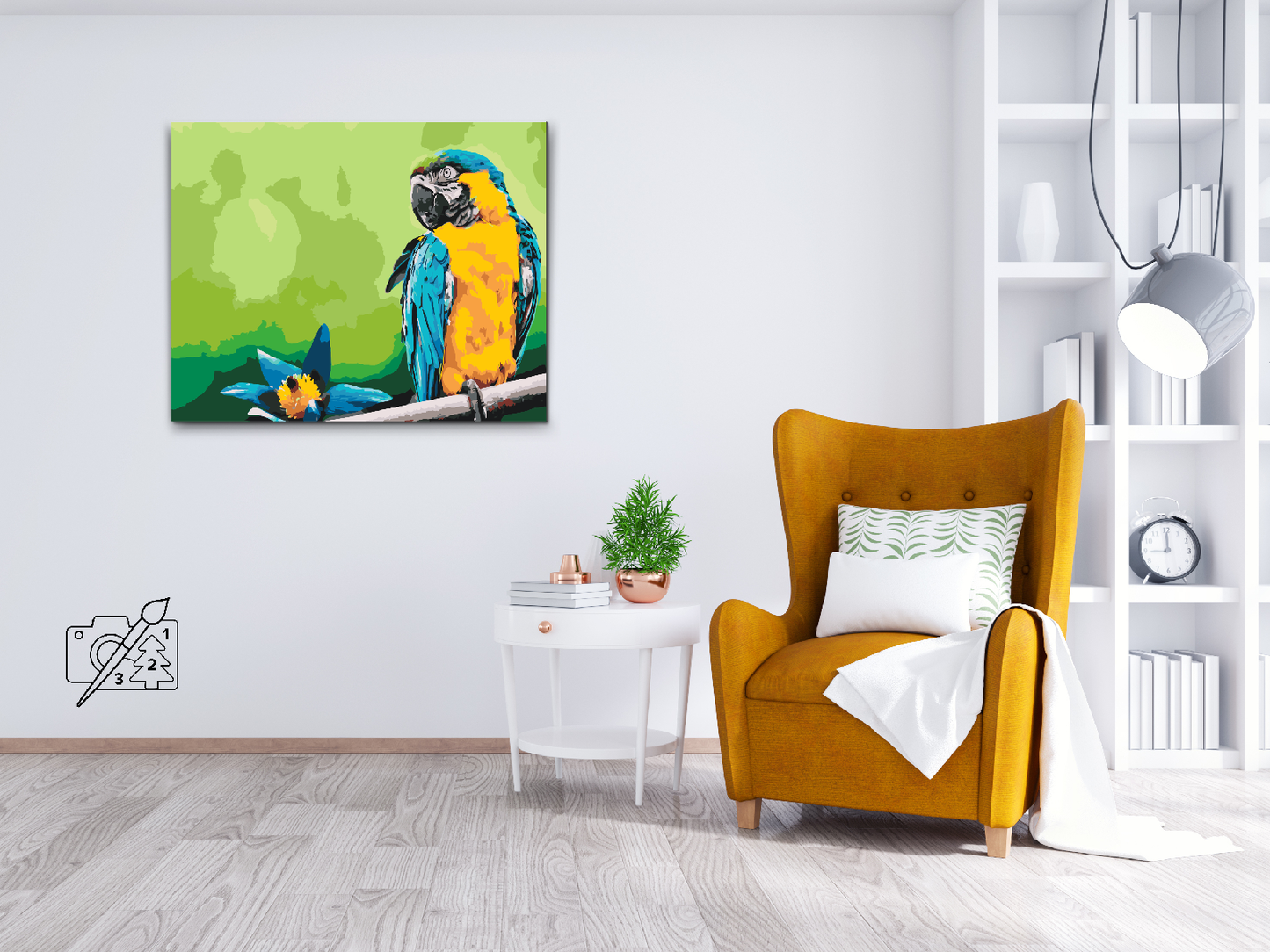 Paint by Numbers - Papegøje og blomst