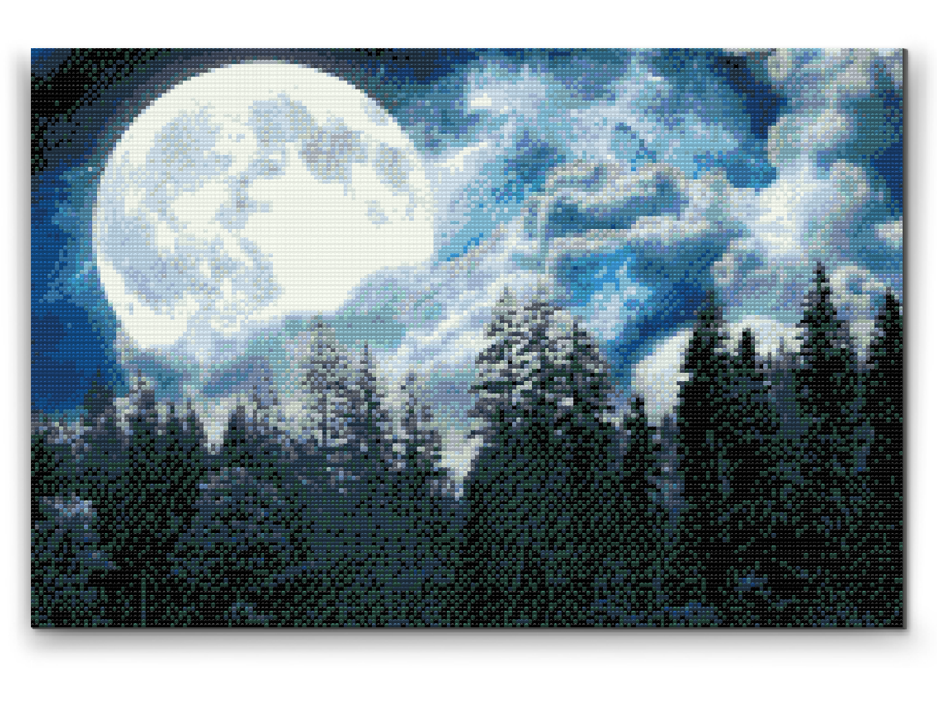 Diamond Painting - Fuldmåne over skoven