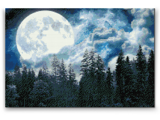 Diamond Painting - Fuldmåne over skoven