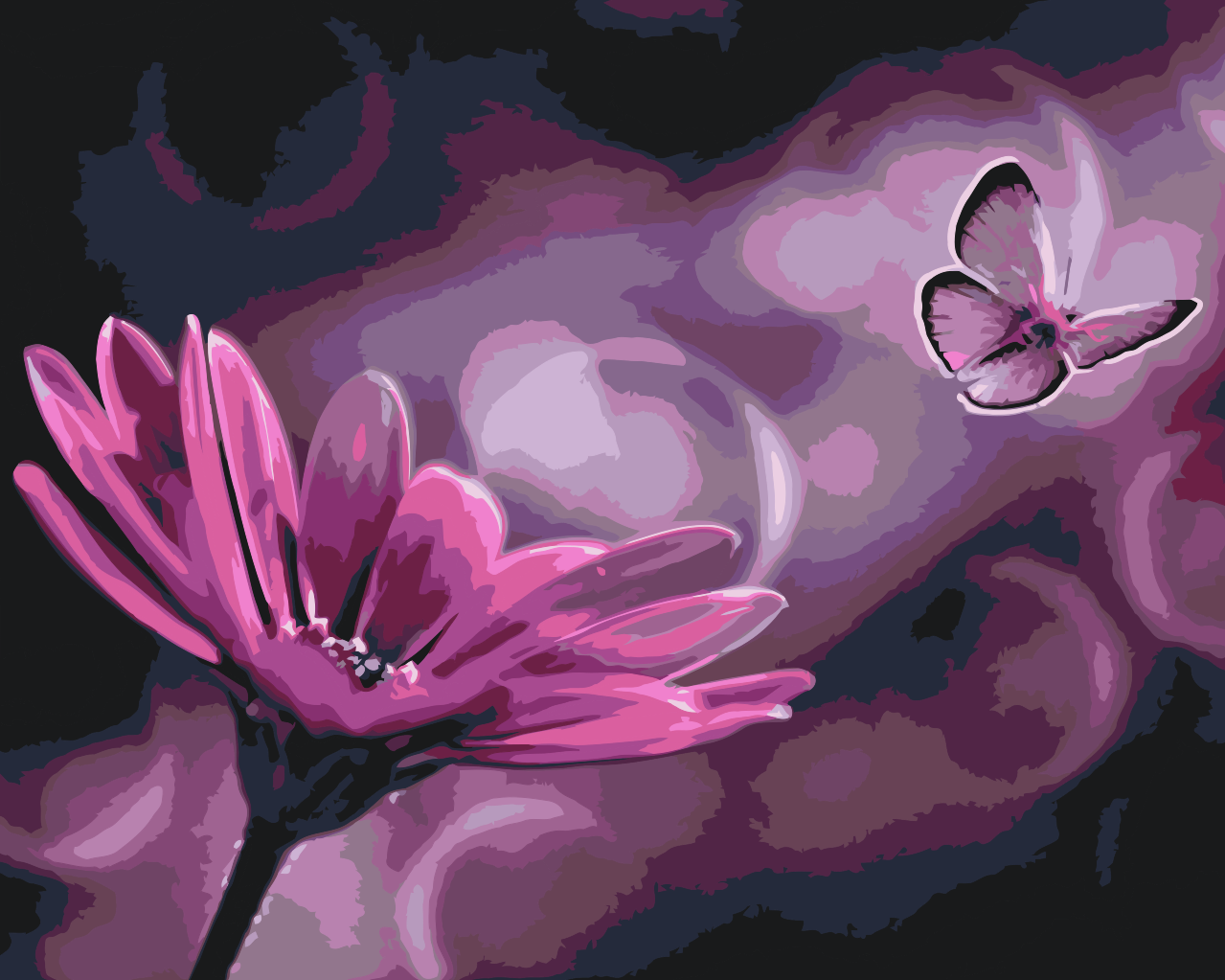 Paint by Numbers - Butterfly og Gerbera