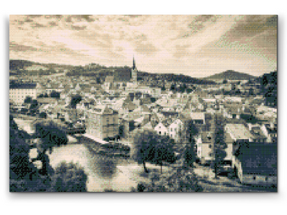 Diamond Painting - Cesky Krumlov i grå nuancer