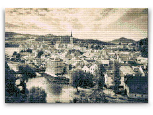 Diamond Painting - Cesky Krumlov i grå nuancer